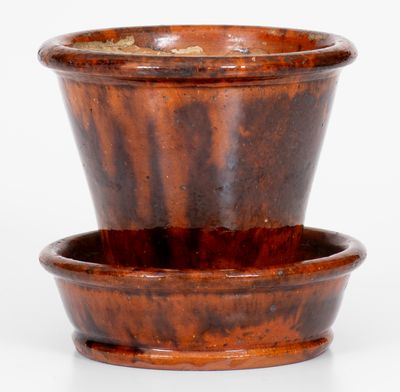 Small Glazed JOHN W. BELL / Waynesboro, Pa. Redware Flowerpot, late 19th century