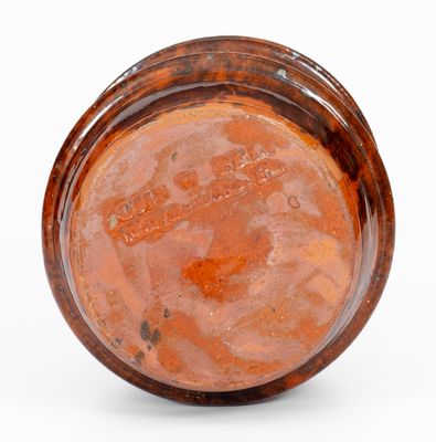 Small Glazed JOHN W. BELL / Waynesboro, Pa. Redware Flowerpot, late 19th century