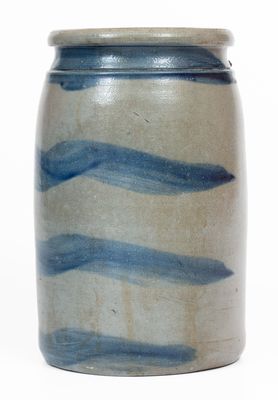 Probably Palatine, West Virginia Stoneware Jar w/ Cobalt Stripe Decoration, c1875