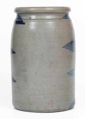 Probably Palatine, West Virginia Stoneware Jar w/ Cobalt Stripe Decoration, c1875