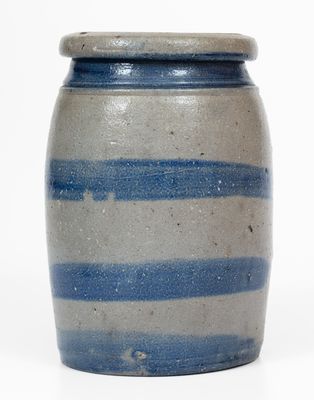 Western PA Stoneware Jar w/ Cobalt Stripe Decoration, circa 1875