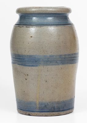 Scarce Western Pennsylvania Stoneware Jar w/ Cobalt Stripe Decoration, c1865