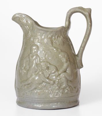 Rare JOHN BELL / WAYNESBORO Pottery Pitcher w/ Relief Cherub Motif, 1850-80