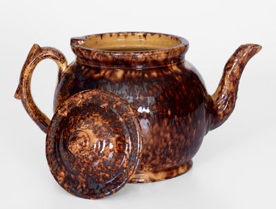 Extremely Rare JOHN BELL / WAYNESBORO Glazed Redware Teapot, 1850-80