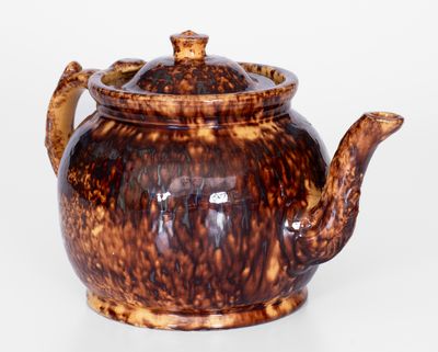 Extremely Rare JOHN BELL / WAYNESBORO Glazed Redware Teapot, 1850-80