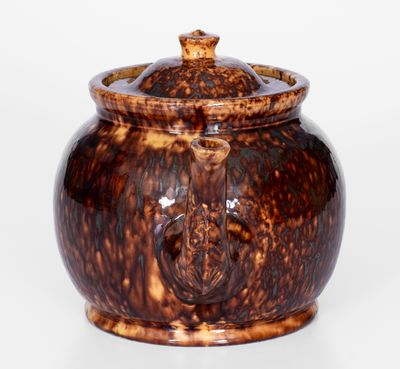 Extremely Rare JOHN BELL / WAYNESBORO Glazed Redware Teapot, 1850-80