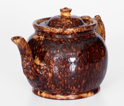 Extremely Rare JOHN BELL / WAYNESBORO Glazed Redware Teapot, 1850-80