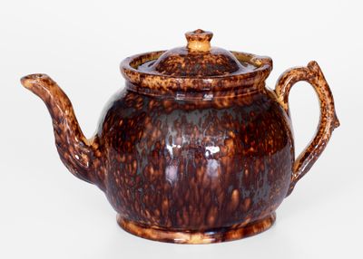 Extremely Rare JOHN BELL / WAYNESBORO Glazed Redware Teapot, 1850-80