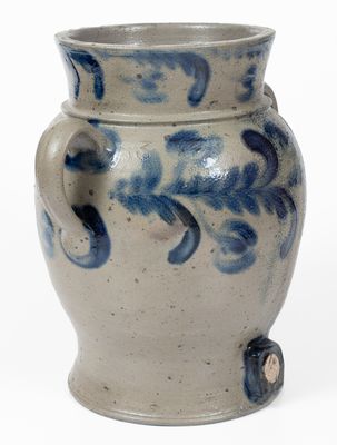 Rare and Fine Baltimore Stoneware Water Cooler w/ Elaborate Floral Decoration, David Parr, Sr.