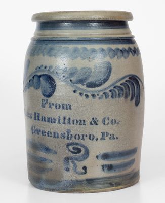 Fine Stoneware Jar w/ Elaborate Freehand Decoration, 