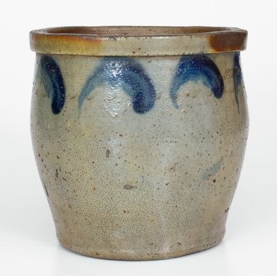 JOHN BELL / WAYNESBORO Stoneware Jar w/ Cobalt Foliate Decoration