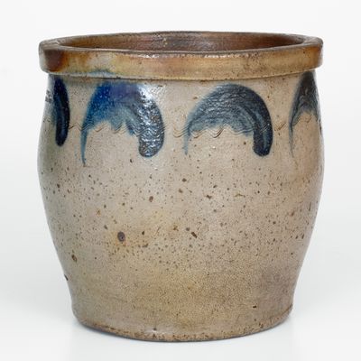 JOHN BELL / WAYNESBORO Stoneware Jar w/ Cobalt Foliate Decoration