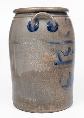 Scarce BOUGHNER / GREENSBORO Four-Gallon Stoneware Jar w/ Elaborate Freehand Decoration