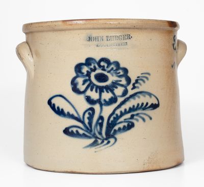 Two-Gallon JOHN BURGER / ROCHESTER, New York Stoneware Crock, c1860