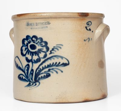 Two-Gallon JOHN BURGER / ROCHESTER, New York Stoneware Crock, c1860