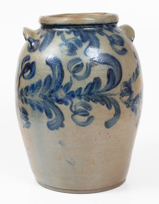 Three-Gallon Baltimore Stoneware Jar w/ Elaborate Cobalt Floral Decoration, David Parr, Sr., c1825