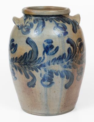 Three-Gallon Baltimore Stoneware Jar w/ Elaborate Cobalt Floral Decoration, David Parr, Sr., c1825