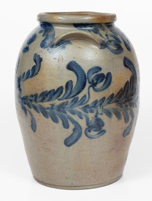 Three-Gallon Baltimore Stoneware Jar w/ Elaborate Cobalt Floral Decoration, David Parr, Sr., c1825