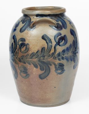 Three-Gallon Baltimore Stoneware Jar w/ Elaborate Cobalt Floral Decoration, David Parr, Sr., c1825