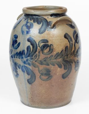 Three-Gallon Baltimore Stoneware Jar w/ Elaborate Cobalt Floral Decoration, David Parr, Sr., c1825