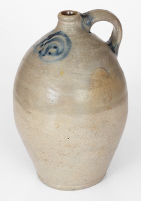 New York City or New Jersey Stoneware Jug w/ Cobalt Watchspring Decoration, circa 1775