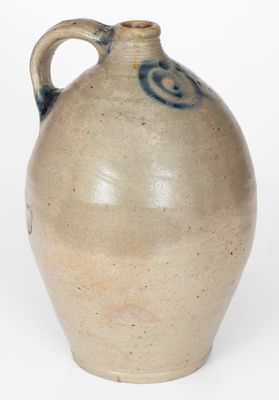 New York City or New Jersey Stoneware Jug w/ Cobalt Watchspring Decoration, circa 1775