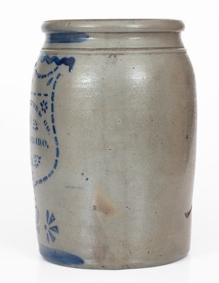 JAS. HAMILTON & CO. / GREENSBORO / PA Two-Gallon Cobalt-Decorated Stoneware Jar