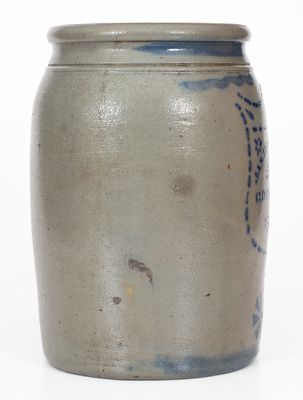 JAS. HAMILTON & CO. / GREENSBORO / PA Two-Gallon Cobalt-Decorated Stoneware Jar