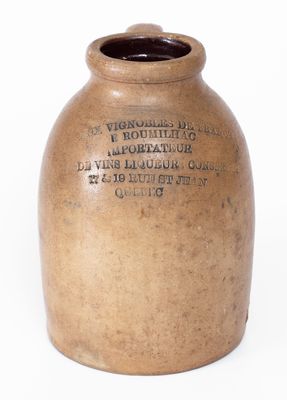 Handled Stoneware Canning Jar with Quebec, Canada Advertising