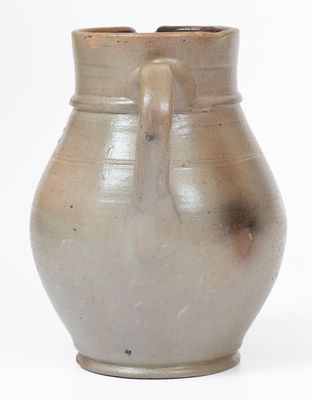 Small-Sized Stoneware Pitcher w/ Elaborate Cobalt Floral Decoration, Northeastern United States