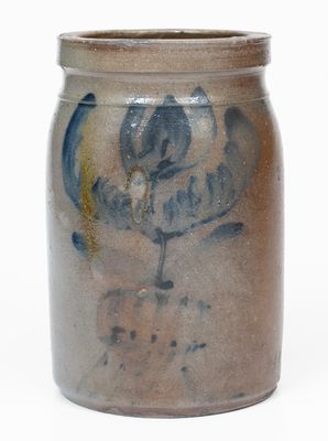 Rare attrib. David Parr, Jr. / Richmond, Virginia Stoneware Jar w/ Cobalt Flowering Stump Decoration