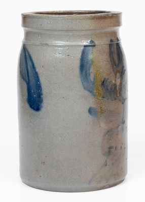 Rare attrib. David Parr, Jr. / Richmond, Virginia Stoneware Jar w/ Cobalt Flowering Stump Decoration