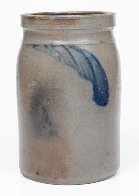 Rare attrib. David Parr, Jr. / Richmond, Virginia Stoneware Jar w/ Cobalt Flowering Stump Decoration