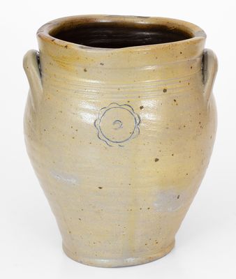 Two-Gallon Stoneware Jar w/ Impressed Floral Decoration, probably Josiah Chapman, Troy, NY