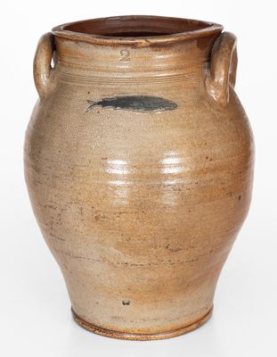 Rare Charlestown / Boston, Mass. Stoneware Jar w/ Impressed Fish Decoration, early 19th century