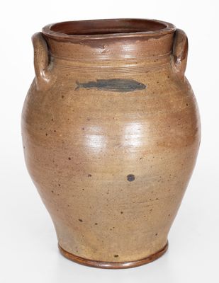 Rare Charlestown / Boston, Mass. Stoneware Jar w/ Impressed Fish Decoration, early 19th century