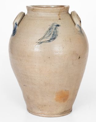 Scarce GOODALE & STEDMAN / HARTFORD, CT Stoneware Jar w/ Incised Bird and Wreath