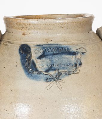 Scarce GOODALE & STEDMAN / HARTFORD, CT Stoneware Jar w/ Incised Bird and Wreath