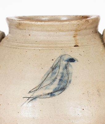 Scarce GOODALE & STEDMAN / HARTFORD, CT Stoneware Jar w/ Incised Bird and Wreath