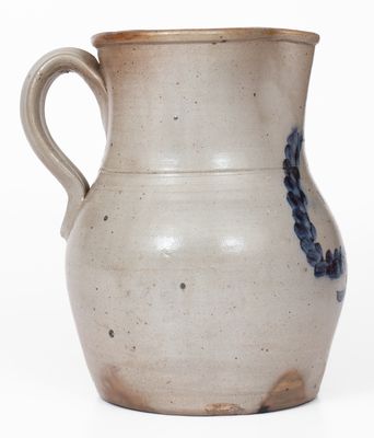 One-and-a-Half-Gallon Stoneware Pitcher w/ Cobalt Wreath Decoration, Northeastern U.S.