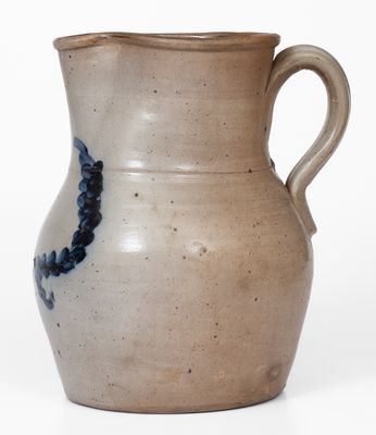 One-and-a-Half-Gallon Stoneware Pitcher w/ Cobalt Wreath Decoration, Northeastern U.S.