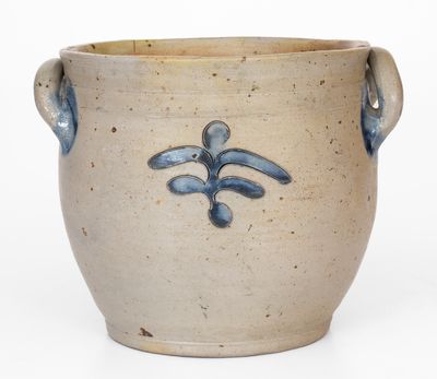 Scarce Bowl-Shaped Open-Handled Incised Stoneware Jar, Northeastern U.S. origin