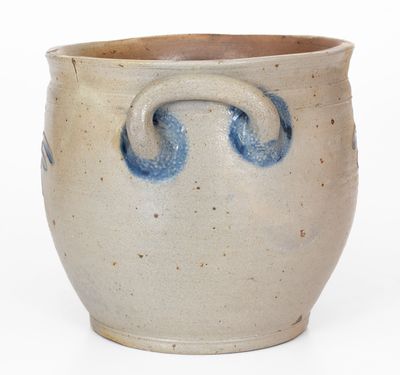 Scarce Bowl-Shaped Open-Handled Incised Stoneware Jar, Northeastern U.S. origin