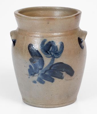 Half-Gallon Baltimore Stoneware Jar w/ Cobalt Floral Decoration, circa 1830