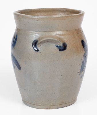 Half-Gallon Baltimore Stoneware Jar w/ Cobalt Floral Decoration, circa 1830