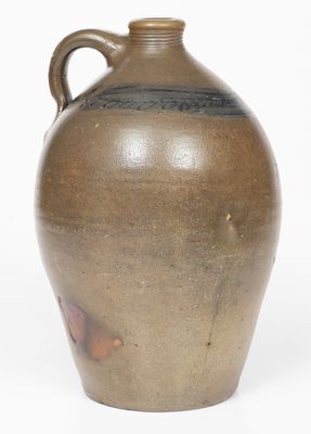 One-Gallon attrib. Branch Green, Philadelphia Stoneware Jug w/ Coggled Vine Decoration