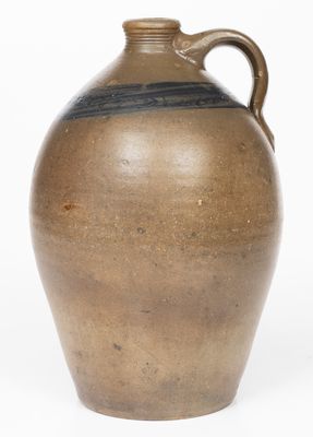 One-Gallon attrib. Branch Green, Philadelphia Stoneware Jug w/ Coggled Vine Decoration