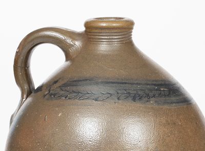 One-Gallon attrib. Branch Green, Philadelphia Stoneware Jug w/ Coggled Vine Decoration