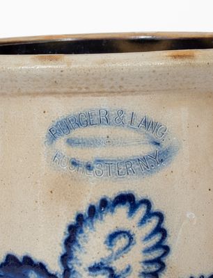 Two-Gallon BURGER & LANG / ROCHESTER N.Y. Stoneware Crock, 1867-77