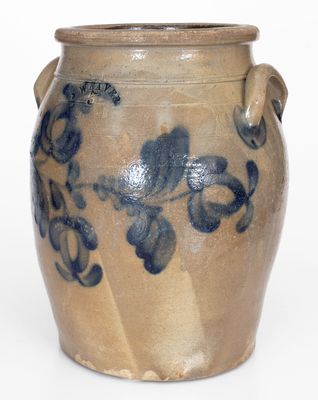 Five-Gallon J. WEAVER, Beaver, PA Stoneware Jar w/ Cobalt Floral Decoration